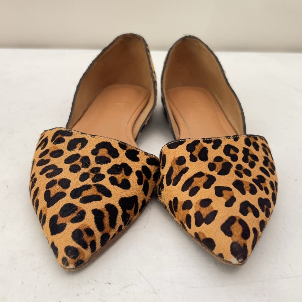 J.Crew Flats Zoe Leopard Calf Hair d'Orsay Flats Womens 8 Animal Print - Picture 7 of 10
